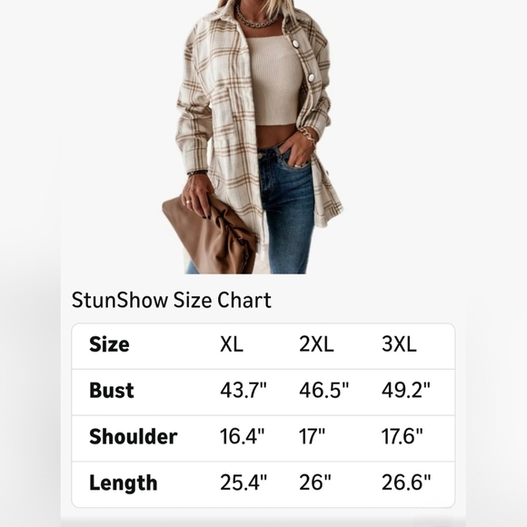 StunShow Plaid  Button Down Flannel Shacket #1109 NWOT - Picture 10 of 11